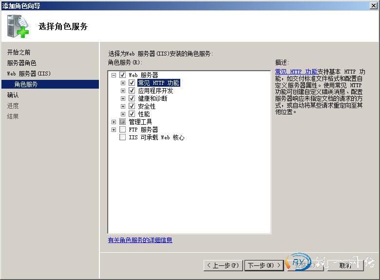 IIS7.5角色服务分为几大类